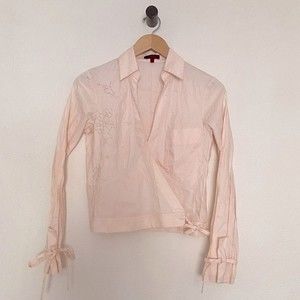 Kenzo Wrap Embroidered Shirt in Dust Pink